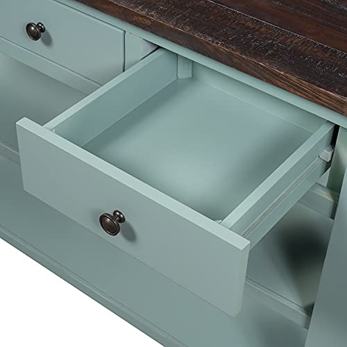 Modern Console Table, Wood Sofa Table with 3 Drawers and 2 Shelves, Sideboard Buffet Table for Entryway/Living Room/Bedroom/Hallway (Green) - color: Green