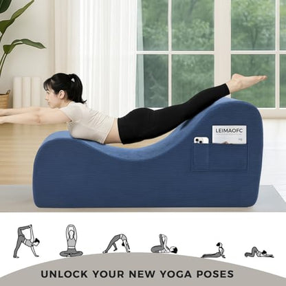 Yoga Chairs for Adults, Ergonomic Chaise Lounge Chair Indoor with Side Pocket, Lumbar Pillow, Ottoman, Yoga Chair Perfect for Stretching, Relaxation, Exercise, Used in Bedroom, Living Room (Blue) - color: Blue