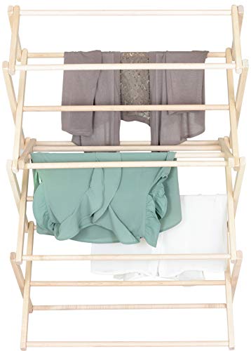 Clothes Drying Rack: Solid Maple Hard Wood Laundry Rack for Sweaters, Blouses, Lingerie & More, Durable Folding Drying Rack, Made in USA, No Assembly Needed, Medium - color: Medium
