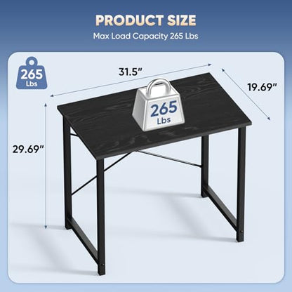 DUMOS 32 in Small Computer Desk for Home Office, Modern Study Work Table Simple Style for Bedroom, Writing Desks with X-Shaped Reinforcement, 2 Pack, Black | Modern Study Writing Work Table, Craft PC Desk Simple Workstation with Reinforcement Structure, 2
