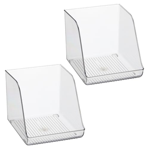 iDesign Plastic Water Bottle Organizer for Fridge, Clear, 2-Pack | Bottle Holder, For Kitchen and Pantry - style: Pack of 2- Tall