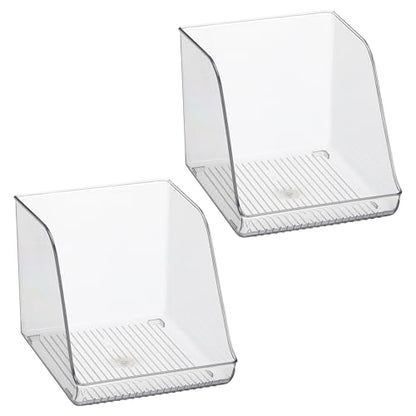 iDesign Plastic Water Bottle Organizer for Fridge, Clear, 2-Pack | Bottle Holder, For Kitchen and Pantry - style: Pack of 2- Tall