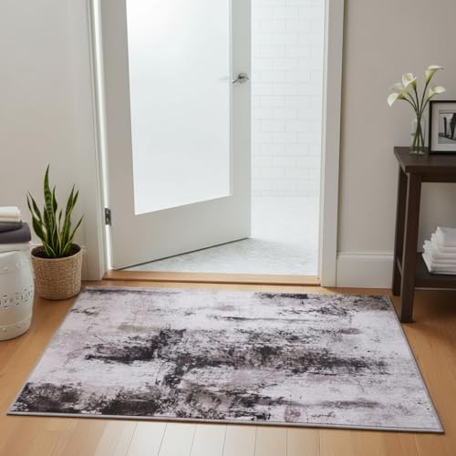 Toneed Abstract Area Rug Modern Washable Rug Soft Non Slip Rug Low Pile for Bedroom Living Room Dining Room Coffee Brown 2x3 Feet - color: Coffee Brown, size: 2' x 3' (Rectangular)