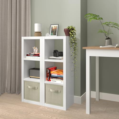 furtble 3 Cube Storage Organizer Shelf, 2-Pack White Cube Bookcase, Morden Bookshelf for Bedroom, Living Room, Closet, Office, 11.2" D x 13.38" W x 35.82" H - color: White, size: 3 cube