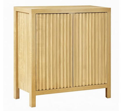 ZYBT Fluted Sideboard Buffet Cabinet, Mid Century Modern Accent Cabinet with 2 Doors and Adjustable Shelf, Storage Cupboard Credenza Console Table for Living Kitchen Dining Room Hallway (Oak) - style: 2Door Oak