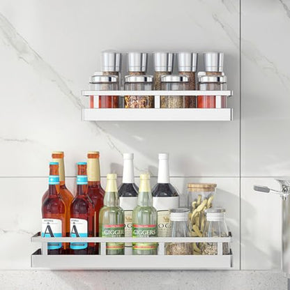 2PCS Kitchen Spice Rack, SUS304 Stainless steel Wall Mount Storage Rack, Seasoning Container, 19.7Inch Spice Organizer, Kitchen Seasoning Hanging Rack, Bathroom Shelf for Storing Toiletries - size: 19.7Inch 2PC