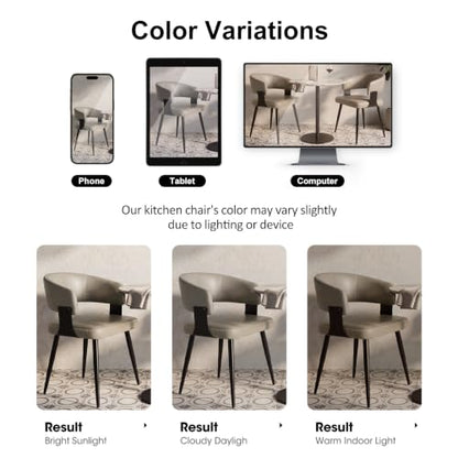 Dining Chairs Set of 6, Modern Faux Leather Kitchen Chairs | Faux Leather Upholstery, Curved Back, Metal Legs, Easy Clean, Dining Room, Breakfast Nook, Restaurant, Cafe, Matte Gray - color: Matte Gray, size: Set of 6