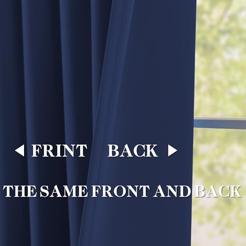 Navy Pinch Pleated Blackout Curtains with Hooks - 144 inches Extra Long Room Darkening Thermal Insulated Window Curtain Panels for High Ceiling Living Room 2 Panel 40" Wx144 L - color: Navy, size: 40"W x 144"L (Pack of 2)