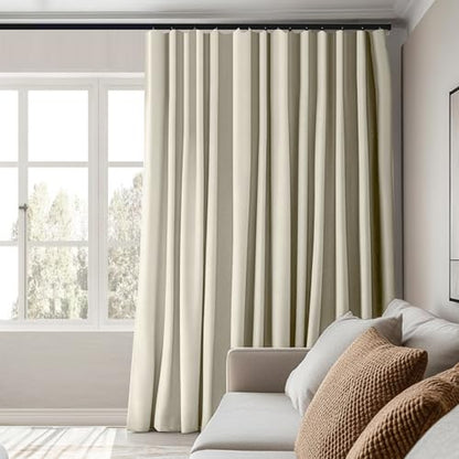 Room Divider Curtains Total Blackout Privacy Curtain Panel Room Thermal Insulated Noise Reduction Curtains for Bedroom Window Living Room Ceiling Track Curtain W 12.5 ft × H 7 ft Beige - color: Beige, size: 150"W x 84"L (Pack of 1)