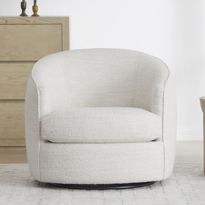 CHITA Barrel Swivel Accent Chair, FSC Wood Frame, Fully Assembled, Cream | Modern Armchair with FSC Certified Wood Frame, Living Room Chair for bedroom & office, 31.5"Dx32.3"Wx28.7"H, 350 Lbs Capacity - color: Cream - Fabric