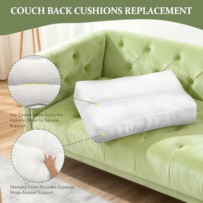 JZHLLA Shredded Foam Sofa Back Cushions Replacement Fluffy Memory Sponge Couch Pillow with Quilted Design 31x18x5 Inch Lumbar Support Pillow for Sofa Bed Floor - size: 1PCS