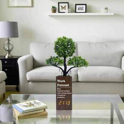 Fake Plant Electronic Clock，Creative Digital Alarm Clock，Funny Office Desk Sign，Alarm Clock for Bedroom，Suitable as a Gift for Colleagues and Friends - color: Work