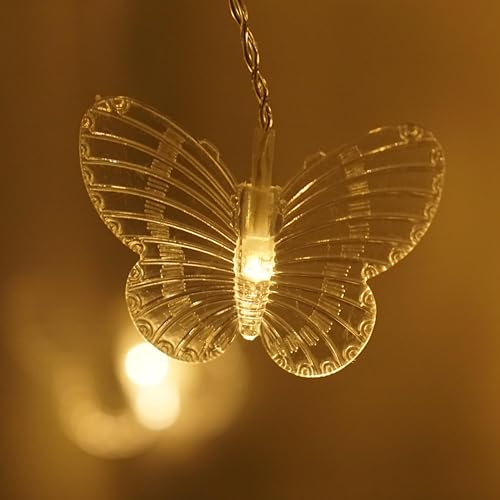 Butterfly Curtain Lights, 6.6ft 48 LED 10 Butterflies with Timer Warm White | USB Remote, 8 Modes, Window Fairy Lights, For Bedroom Wedding Party Holiday Decor