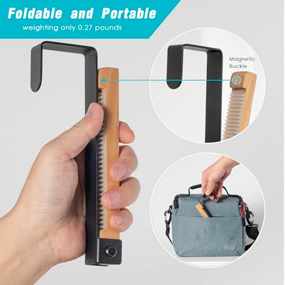 2 Pack Folding Clothes Drying Rack, Thickness Adjustable, Metal/Wooden, Portable, Lightweight, Heavy Duty, Over The Door Hooks for Laundry (Black) - color: Wood-black