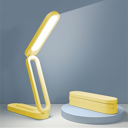 Giryuhd LED Desk Lamp for Office Home & Battery Operated Lamp Rechargeable Lamp Foldable & Portable Light, LED Desk Light Strip, 3 Brightness Dimmable Small Desk Lamp Reading Lamp (Yellow) - color: Yellow