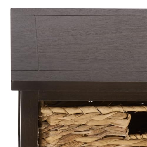 SAFAVIEH Furniture - Vedette 5-Basket Storage Tower - Dark Chocolate - Solid Wood - Coastal Basket Tower Design - Ideal for Entryway, Living Room, 17.5"W x 13.5"D x 46"H - Fully Assembled (AMH5739F) - color: Dark Chocolate