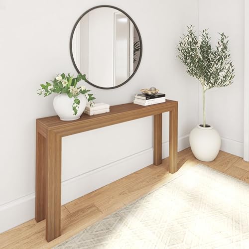 Plank+Beam Modern Console Table, 56 Inch, Pecan | Non-Toxic Finishes, Versatile Design, Modern Design, Easy Assembly, Modern Style, Quick Setup, Solid Wood - color: Pecan, size: 56 Inch
