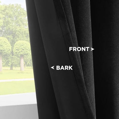Joydeco Black Velvet Curtains 63 Inches Long, Luxury Grommet Blackout Curtain 2 Panels, Thermal Insulated Privacy Room Darkening Window Drapes for Bedroom Living Room Home Theatre (52Wx63L) - color: *Grommet | Black, size: 52"W x 63"L (Pack of 2)