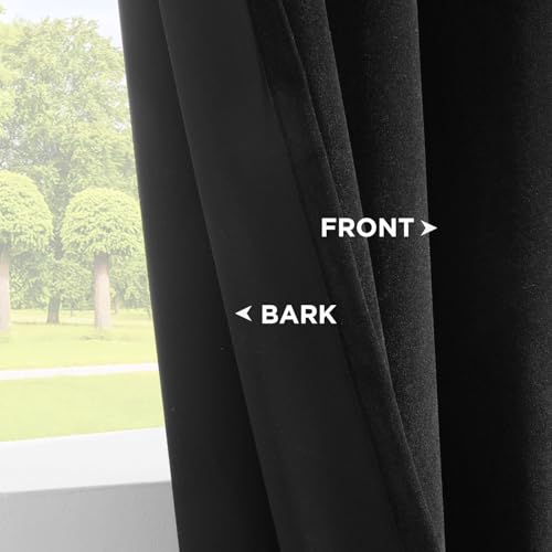 Joydeco Black Velvet Curtains 72 Inches Long, Luxury Grommet Blackout Curtain 2 Panels, Thermal Insulated Privacy Room Darkening Window Drapes for Bedroom Living Room Home Theatre (52Wx72L) - color: *Grommet | Black, size: 52"W x 72"L (Pack of 2)