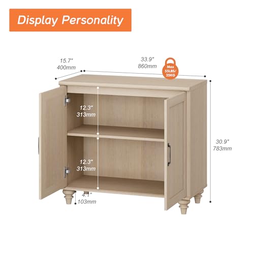 WAMPAT TV Stand for 43 inch TV with 2 Wood Doors, Beige | Farmhouse Wood Universal TV Stands with Storage Cabinets, Morden Entertainment Center TV Console Table - color: Beige-b, size: 1