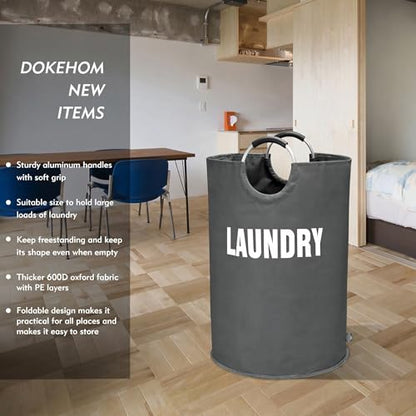 DOKEHOM 160L XX-Large Laundry Basket (7 Colors), Collapsible Laundry Bag, Foldable Laundry Hamper, Folding Washing Bin (Dark Grey, XXL) | Collapsible Hamper - color: Dark Grey, size: 160L