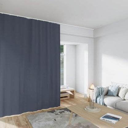 Room Divider Curtains Total Blackout Privacy Curtain Panel Room Thermal Insulated Noise Reduction Curtains for Bedroom Window Living Room Ceiling Track Curtain W 12.5 ft × H 7 ft Dark-Grey - color: Dark-grey, size: 150"W x 84"L (Pack of 1)