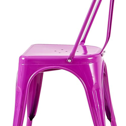 AC Pacific 18 Inch Seat Height Industrial Metal Dining Chairs, Stackable Kitchen or Bar Seat, Durable Modern Design, Versatile Accent Furniture, Set of 2, Purple - color: Purple, size: Set of 2