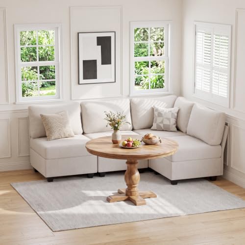Breakfast Nook Bench with Storage, 4 Seats Modular Corner Banquette Seating | Dining Settee Couch, Hidden Storage, Modular L Shaped Upholstered Backrest, Fits Kitchen Dining Nooks, Beige - size: 4 Seats