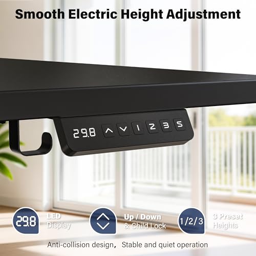 Electric Standing Desk, 63 x 30 Inch, Classic Black | Extra Large Desktop, Adjustable Height, Sit to Stand, Home Office Workstation, Supports Dual & Triple Monitor - color: Classic Black