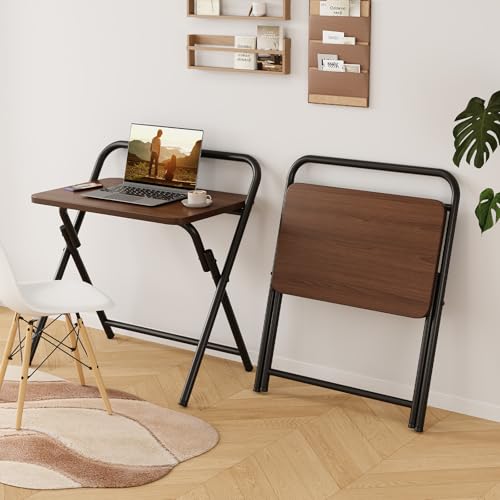 Folding Desk, Small Foldable Computer Desk, Small Table | No Assembly Required,Foldable,24 x 16 Inch,Dark Brown,Suitable for studying&working or dining - color: Dark Brown