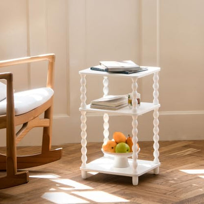 Fultyle End Table, Small Side Table with 3 Tier Open Shelf, Modern Night Stand Bedside Table for Living Room, Bedroom, Office and Small Spaces (White) - color: White