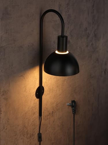 TORCHSTAR 26 Inch Wall Light Fixture, Metal, Plug-in, E26 Base, Black | Wall Mounted Lamp with On/Off Switch for Living Room, Reading Nook, Bedroom, Bulb Not Included - color: Black