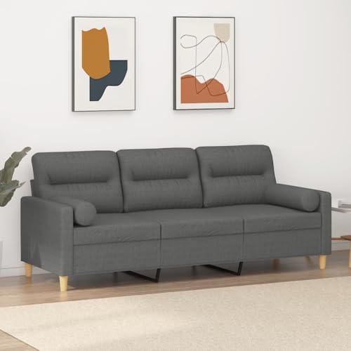 Modern 3-Seater Dark Grey Couch Sofa for Living Room, 78 in Linen-Like Polyester Upholstery, Matte Metal Frame Comfy Loveseat for Small Spaces, Apartment, Office - size: 30.3 x 78 x 31.5 in (W x L x H)