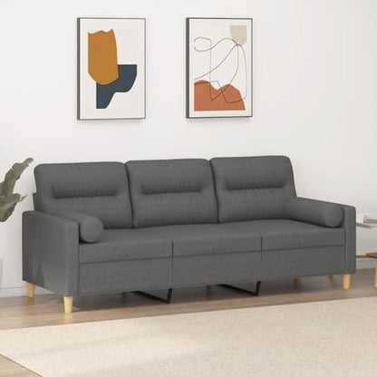 Modern 3-Seater Dark Grey Couch Sofa for Living Room, 78 in Linen-Like Polyester Upholstery, Matte Metal Frame Comfy Loveseat for Small Spaces, Apartment, Office - size: 30.3 x 78 x 31.5 in (W x L x H)