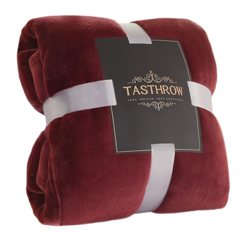 TASTHROW Large Flannel Fleece Throw Blanket, 50×70 Inch - Burgundy | Cozy Lightweight Thick Blanket - All Seasons Suitable for Women, Men and Kids - color: Burgundy, size: 50"x70"