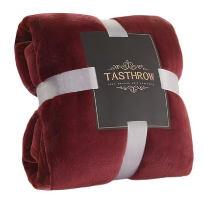 TASTHROW Large Flannel Fleece Throw Blanket, 50×70 Inch - Burgundy | Cozy Lightweight Thick Blanket - All Seasons Suitable for Women, Men and Kids - color: Burgundy, size: 50"x70"