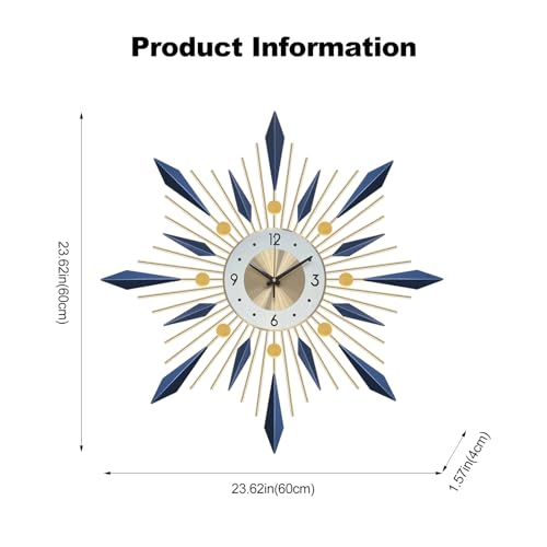 Ergocar Wall Clock, Stylish and Simple Large Decorative Kitchen Wall Clock, No Tick Silent Modern Metal Wall Clock, Suitable for Living Room, Office