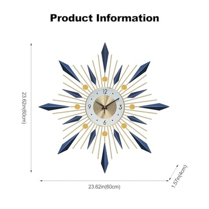 Ergocar Wall Clock, Stylish and Simple Large Decorative Kitchen Wall Clock, No Tick Silent Modern Metal Wall Clock, Suitable for Living Room, Office