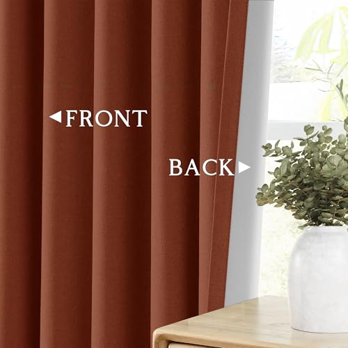 ChrisDown Terracotta Blackout Curtains 45 Inches Long 2 Panels for Bedroom | Room Darkening,Light Blocking,Thermal Insulated,Faux Linen,Farmhouse,Grommet,Window Treatment,Drapes,Living Room,52x45 - color: Terracotta, size: 52"W x 45"L (Pack of 2)