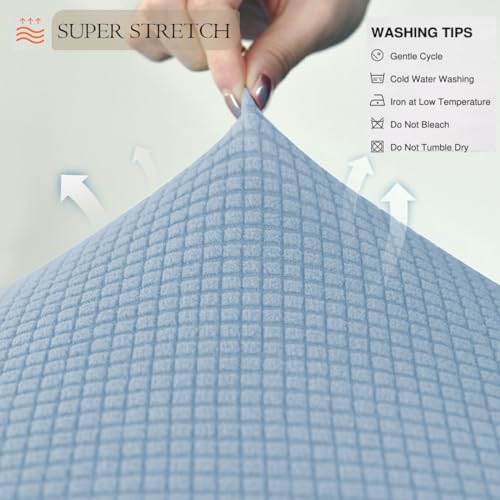 Ottoman Cover Square Storage Ottoman Slipcover Jacquard Stretch Footrest Stool Covers with Elastic Band Cube Storage Stool Ottoman Covers Footstool Sliocovers Protection Sky Blue - color: Sky Blue