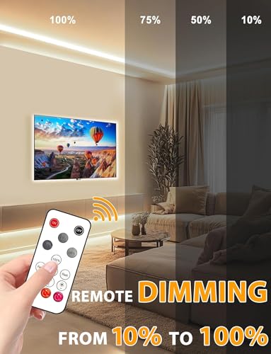 Lamomo COB LED Strip Lights 20Ft, Neutral White Dimmable Self-Adhesive Led Rope Light with Remote, Flexible Cuttable Waterproof 4000K Silicone Neon Tape Light for Bedroom, Indoor, Cabinet, 10mm Width - color: Natural White, size: 20Ft