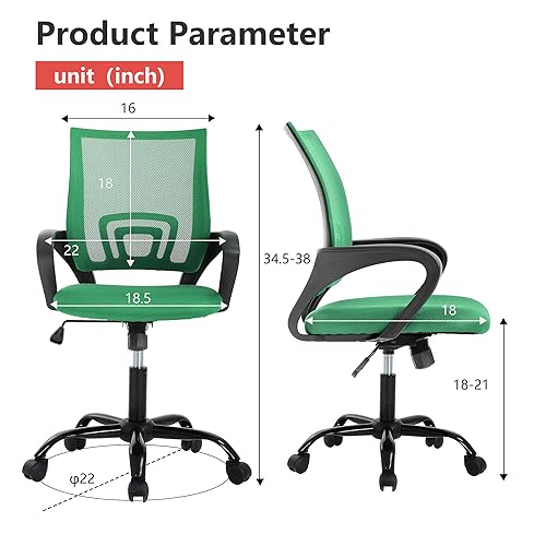PayLessHere Office Computer Chair Ergonomic Cheap Desk Chair Adjustable Comfortable Mid Back Task Rolling Swivel with Lumbar Support for Home Office (Pack of 1, Green) - color: Green, style: pack of 1