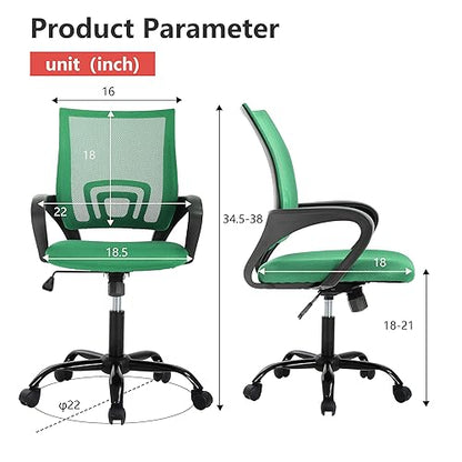 PayLessHere Office Computer Chair Ergonomic Cheap Desk Chair Adjustable Comfortable Mid Back Task Rolling Swivel with Lumbar Support for Home Office (Pack of 1, Green) - color: Green, style: pack of 1