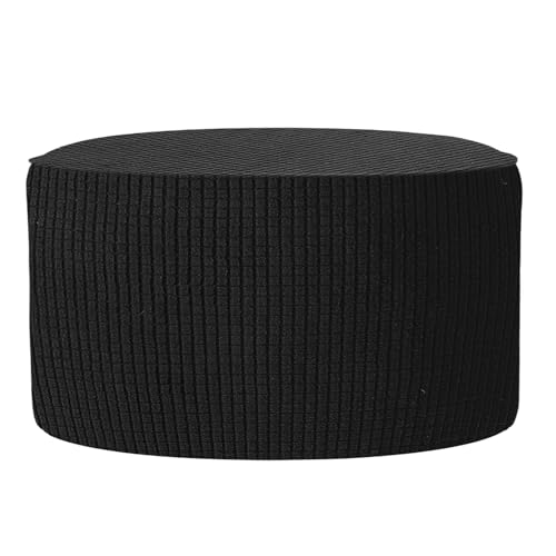 uxcell Ottomen Cover Round, Jacquard Ottomen Slipcover with Elastic Bottom Fit 50cm-58cm/19.7"-22.8" Diameter, Stretchable Footrest Stool Covers for Furniture Protector, Black - color: Black, size: 50cm-58cm/19.7"-22.8"