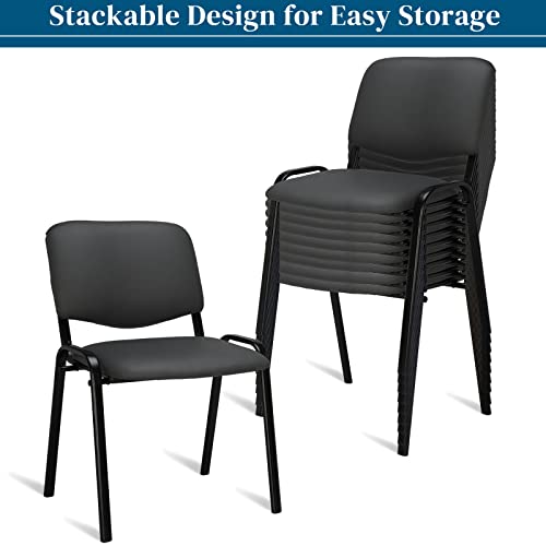VINGLI 10-Pack Waiting Room Chairs, Stackable Chair for Office, Pu-Grey | Stacking Chairs, Armless Church Chairs, Space-saving, Guest & Reception, Office Lobby, Business Hall - color: Pu-grey, size: 10-pack
