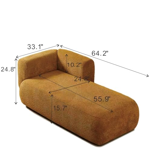 ERYE Boucle Upholstered Right Facing Chaise Lounge Indoor for Living Room Bedroom,Comfy Single Chaise Lounge Modern Leisure Recliner Sleeper Sofa Daybed, Easy Assemble - color: Orange/R