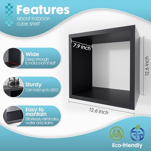 Cube Shelves Set2, Black Display Shelves Wall Mount 7.75" D x 12.5" W x 12.5" H, (Black, Square 2 Cubes) - color: Black, size: Square-Set2