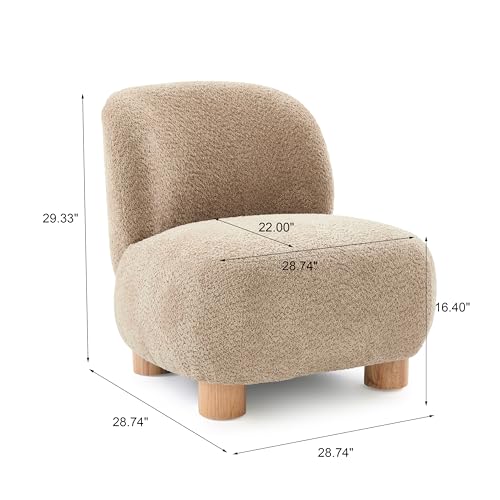Christopher Knight Home Modern Low Profile Accent Chair for Living Room, Boucle Upholstered Armless Chair with Rubberwood Legs, Comfy Lounge Armchair, Plush Cloud-Like Seating for Bedroom, Light Brown - color: Light Brown