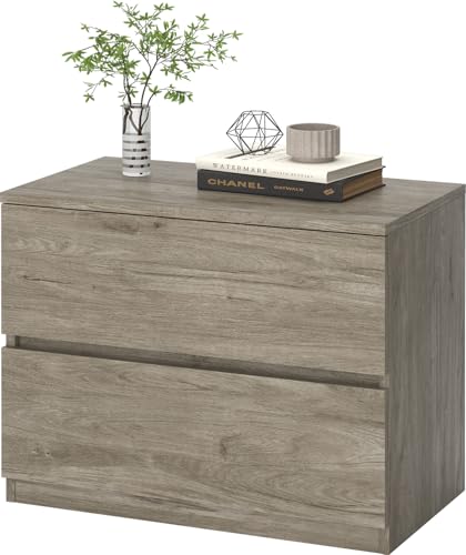 furtble 2 Drawer Dresser, Small Dressers for Closet, Wood Storage Cabinet for Hallway Bedroom Entryway, Nightstand Sofa Beside Table Drawer Chest, 23.6 in, Grey Oak - color: Grey Oak, size: 13.4"D x 23.6"W x 18"H (2 Drawers)