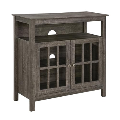 Convenience Concepts Big Sur Highboy TV Stand 36" - Modern Entertainment Center For TVs up to 40", Storage Cabinet for Dining, Living Room, & Entryway, Console Hall Table with Shelves, Weathered Gray - color: Weathered Gray